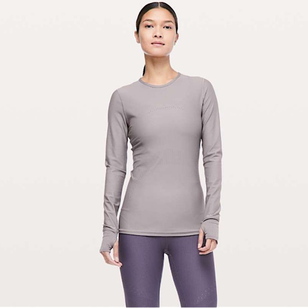 NWT Lululemon Zoned In Long Sleeve Top in 
Lunar Rock - Size 4